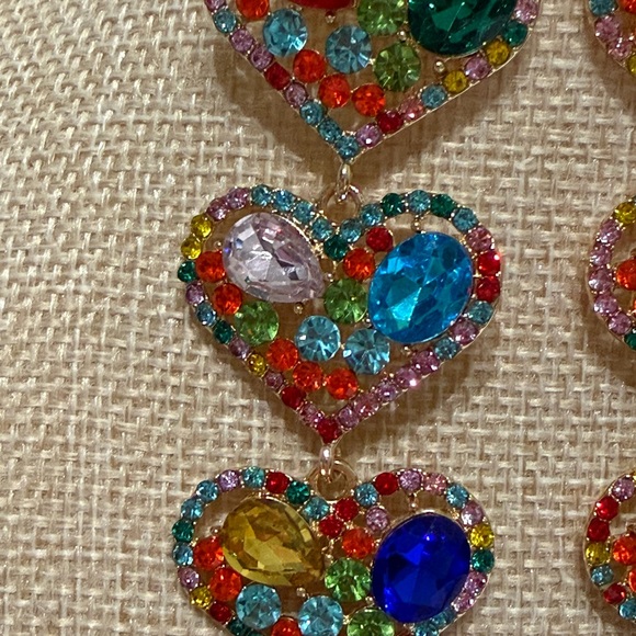Colorful Heart Drop Earrings - Picture 3 of 6